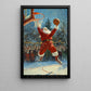 Funny Christmas Santa Claus Playing Basketball Canvas Painting, Sports Wall Art Decor, Xmas Poster Gift For Basketball Lovers