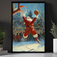 Funny Christmas Santa Claus Playing Basketball Canvas Painting, Sports Wall Art Decor, Xmas Poster Gift For Basketball Lovers