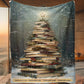 Christmas Book Tree Fleece Blanket, A Tower Of Tales Woven Blanket, Sherpa Blanket Xmas Gift For Book Lovers