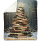 Christmas Book Tree Fleece Blanket, A Tower Of Tales Woven Blanket, Sherpa Blanket Xmas Gift For Book Lovers