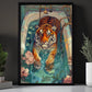 The Relaxing Tiger, Victorian Tiger Canvas Painting, Victorian Animal Wall Art Decor, Poster Gift For Tiger Lovers