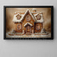 Snowy Christmas Gingerbread House Canvas Painting, Christmas Gingerbread Castle Wall Art Decor, Xmas Poster Gift For Gingerbread Lovers