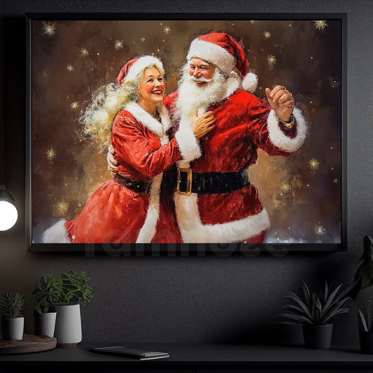 Santa Claus With His Love Christmas Canvas Painting, Santa Claus Wall Art Decor, Xmas Poster Gift