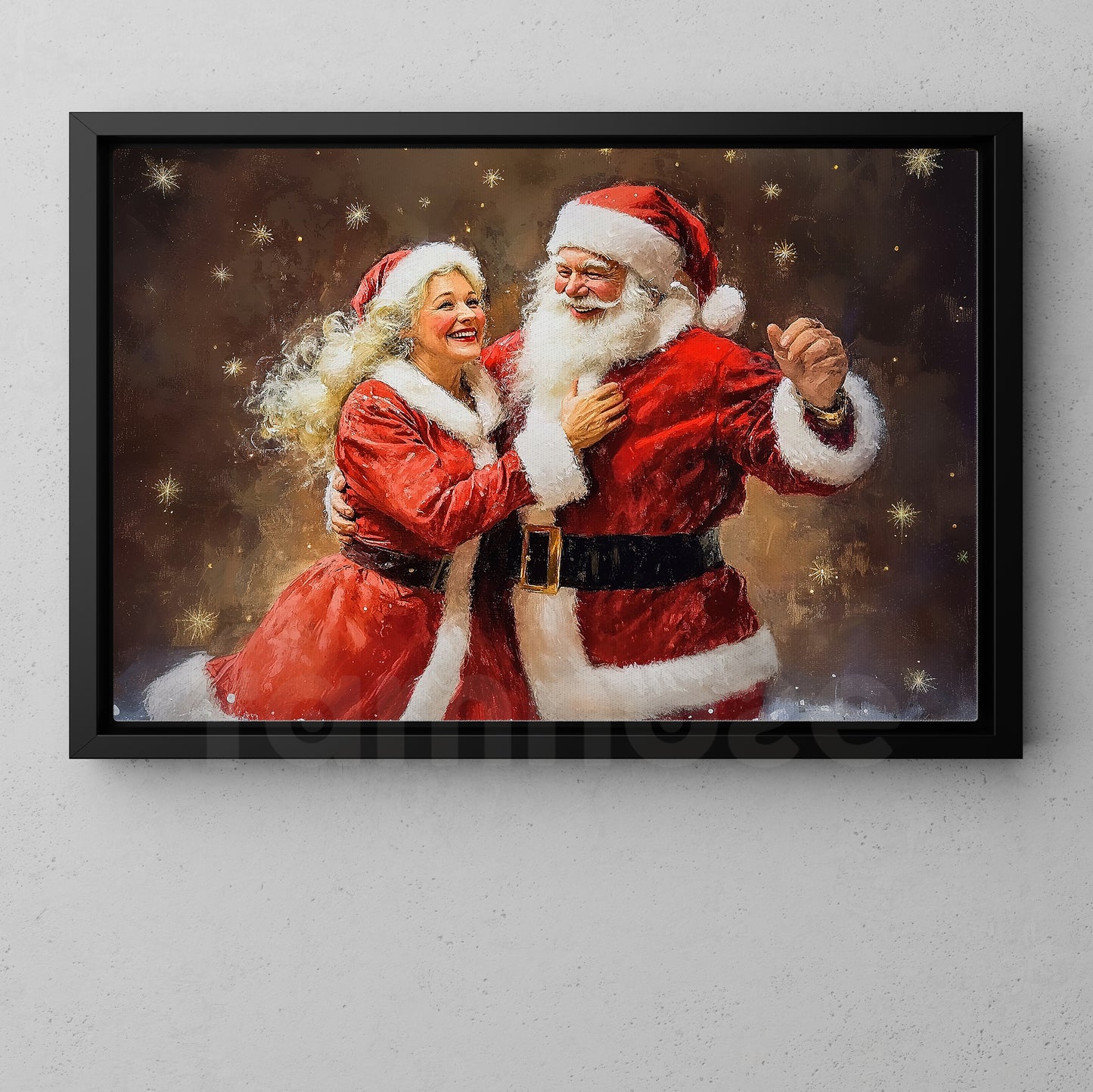 Santa Claus With His Love Christmas Canvas Painting, Santa Claus Wall Art Decor, Xmas Poster Gift