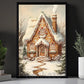 Christmas Gingerbread Canvas Painting, Snowy Gingerbread House Wall Art Decor, Xmas Poster Gift For Gingerbread Lovers