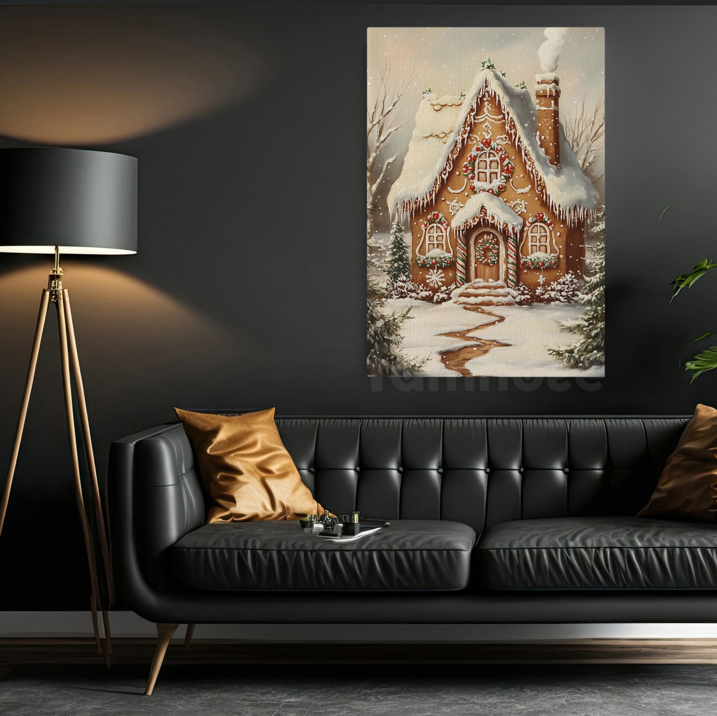 Funny Christmas Canvas Painting, Candy House Of Santa Christmas Wall Art Decor, Xmas Poster Gift