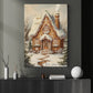 Christmas Gingerbread Canvas Painting, Snowy Gingerbread House Wall Art Decor, Xmas Poster Gift For Gingerbread Lovers