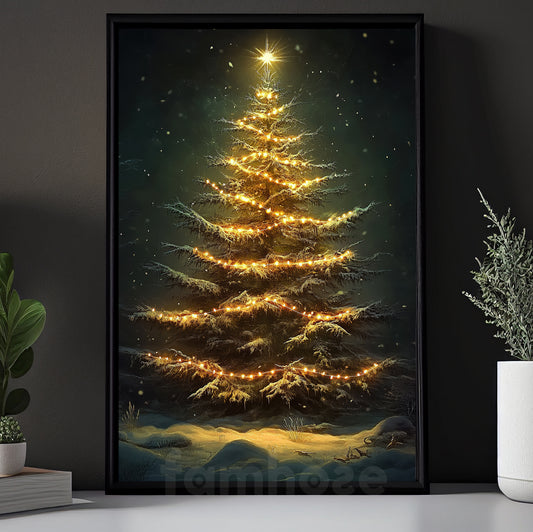 Interesting Christmas Canvas Painting, Glowing Christmas Tree Wall Art Decor, Xmas Poster Gift