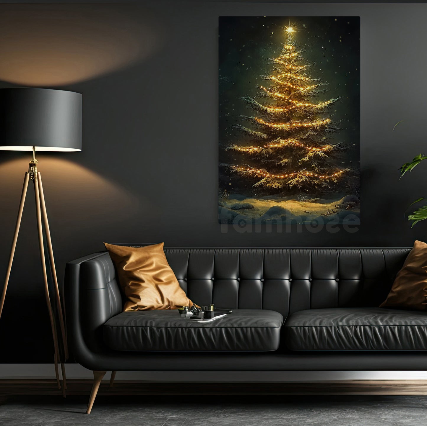 Interesting Christmas Canvas Painting, Glowing Christmas Tree Wall Art Decor, Xmas Poster Gift