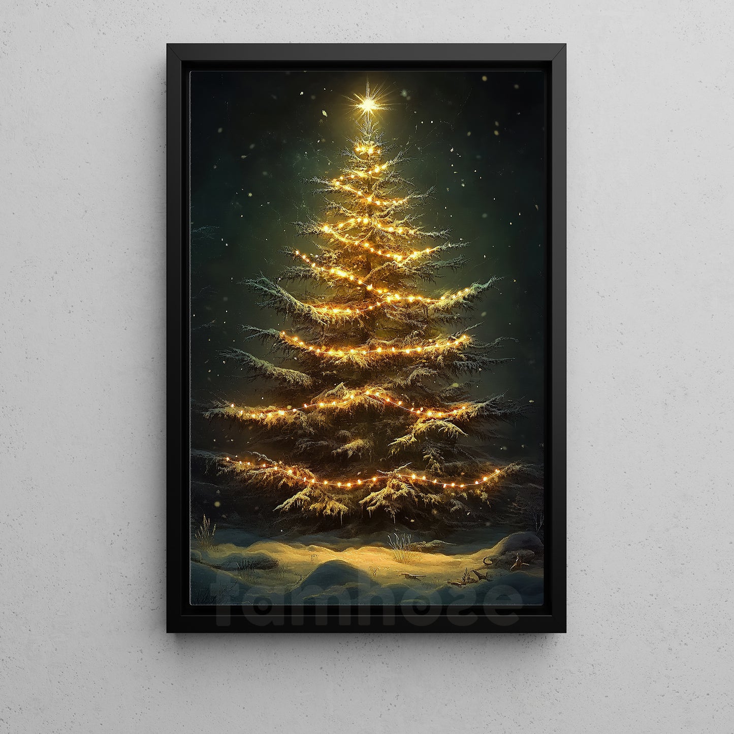 Interesting Christmas Canvas Painting, Glowing Christmas Tree Wall Art Decor, Xmas Poster Gift