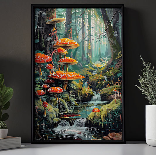 Mystic Mushroom Grove, Whispers Canvas Painting, Modern Wall Art Decor, Poster Gift For Landscapes Lovers