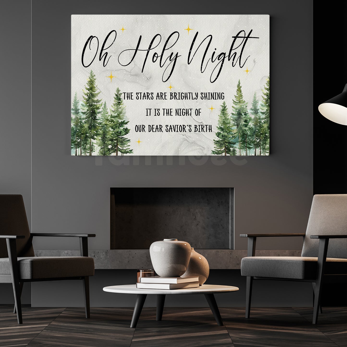 Christmas Canvas Painting, Oh Holy Night Wall Art Decor, Xmas Poster Gift For Christian Lovers