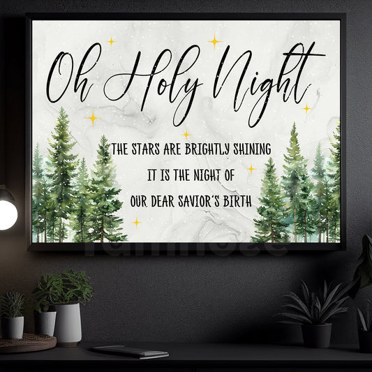 Christmas Canvas Painting, Oh Holy Night Wall Art Decor, Xmas Poster Gift For Christian Lovers