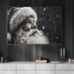 Christmas Canvas Painting, Santa Claus Looking Snow Wall Art Decor, Xmas Poster Gift