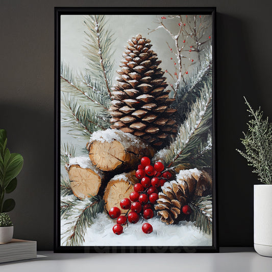 Christmas Canvas Painting, Winter’s Warmth In Nature Wall Art Decor, Xmas Poster Gift