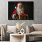 Santa Claus Gives Gift Christmas Canvas Painting, Santa Claus Wall Art Decor, Xmas Poster Gift