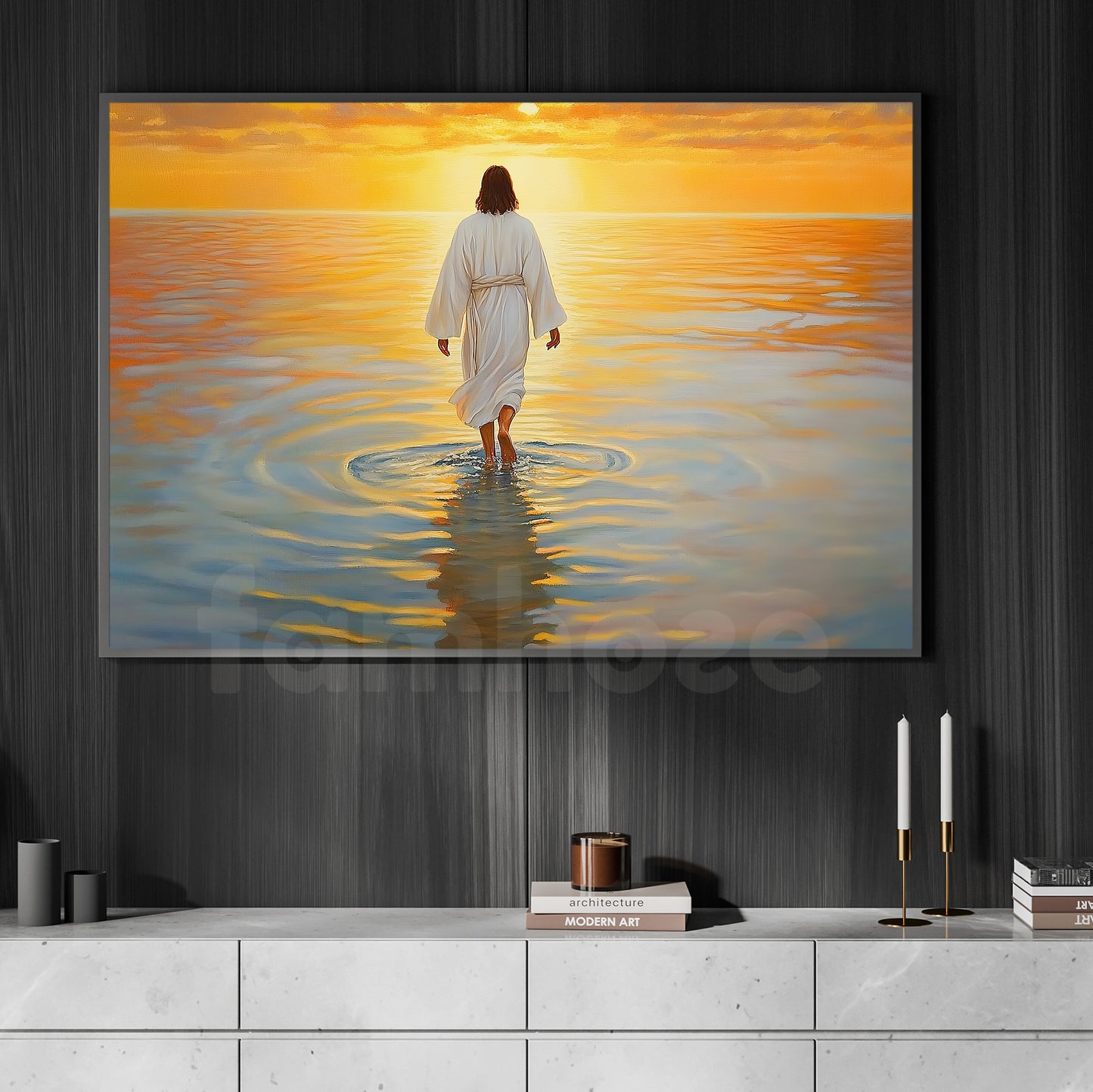 Interesting Jesus Canvas Painting, Jesus On The Beach At Dawn Wall Art Decor, Poster Gift For Christian Lovers