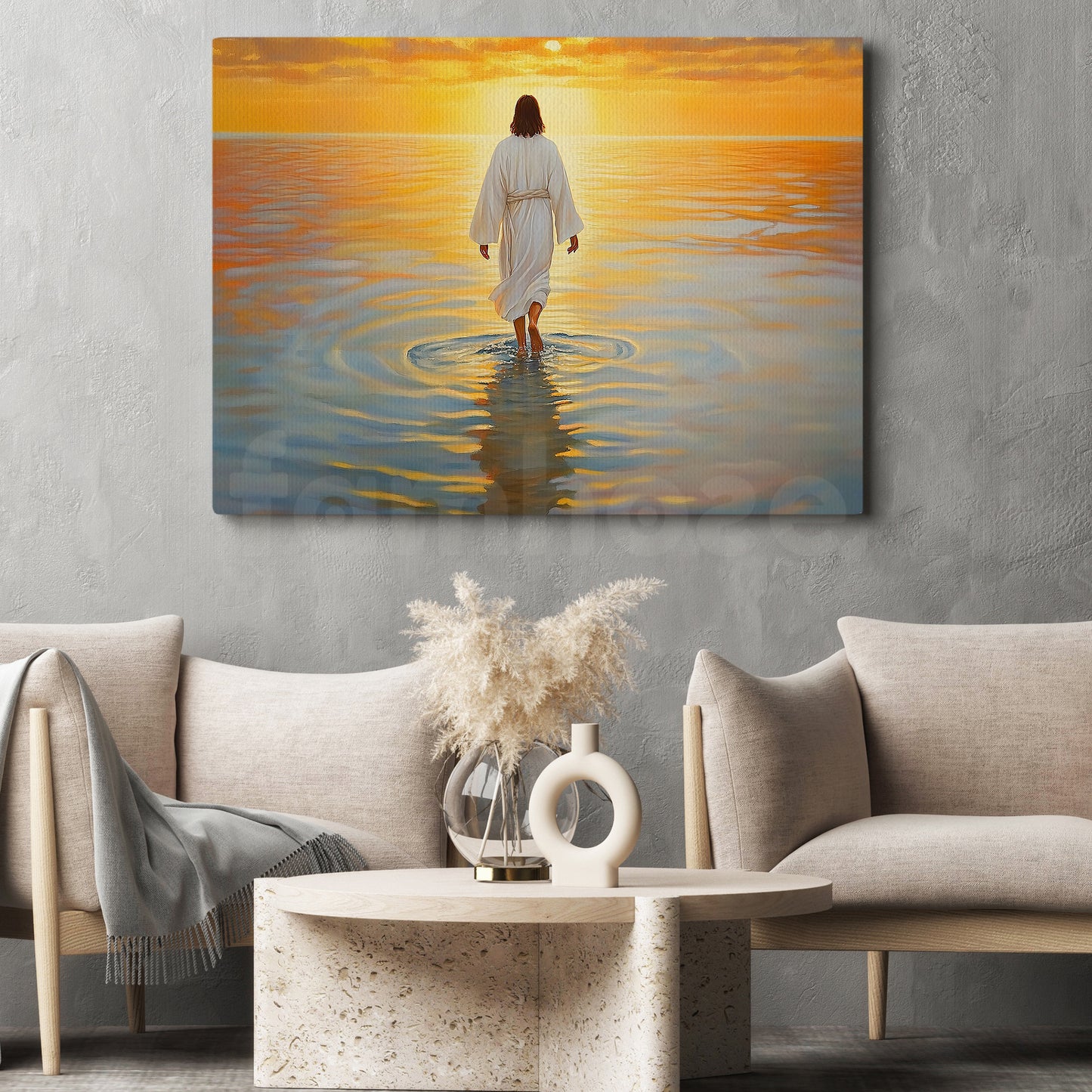 Interesting Jesus Canvas Painting, Jesus On The Beach At Dawn Wall Art Decor, Poster Gift For Christian Lovers