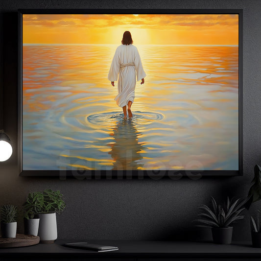 Interesting Jesus Canvas Painting, Jesus On The Beach At Dawn Wall Art Decor, Poster Gift For Christian Lovers