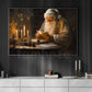 Cozy Christmas Canvas Painting, Santa Claus Reads Letters Winter Wall Art Decor, Xmas Poster Gift