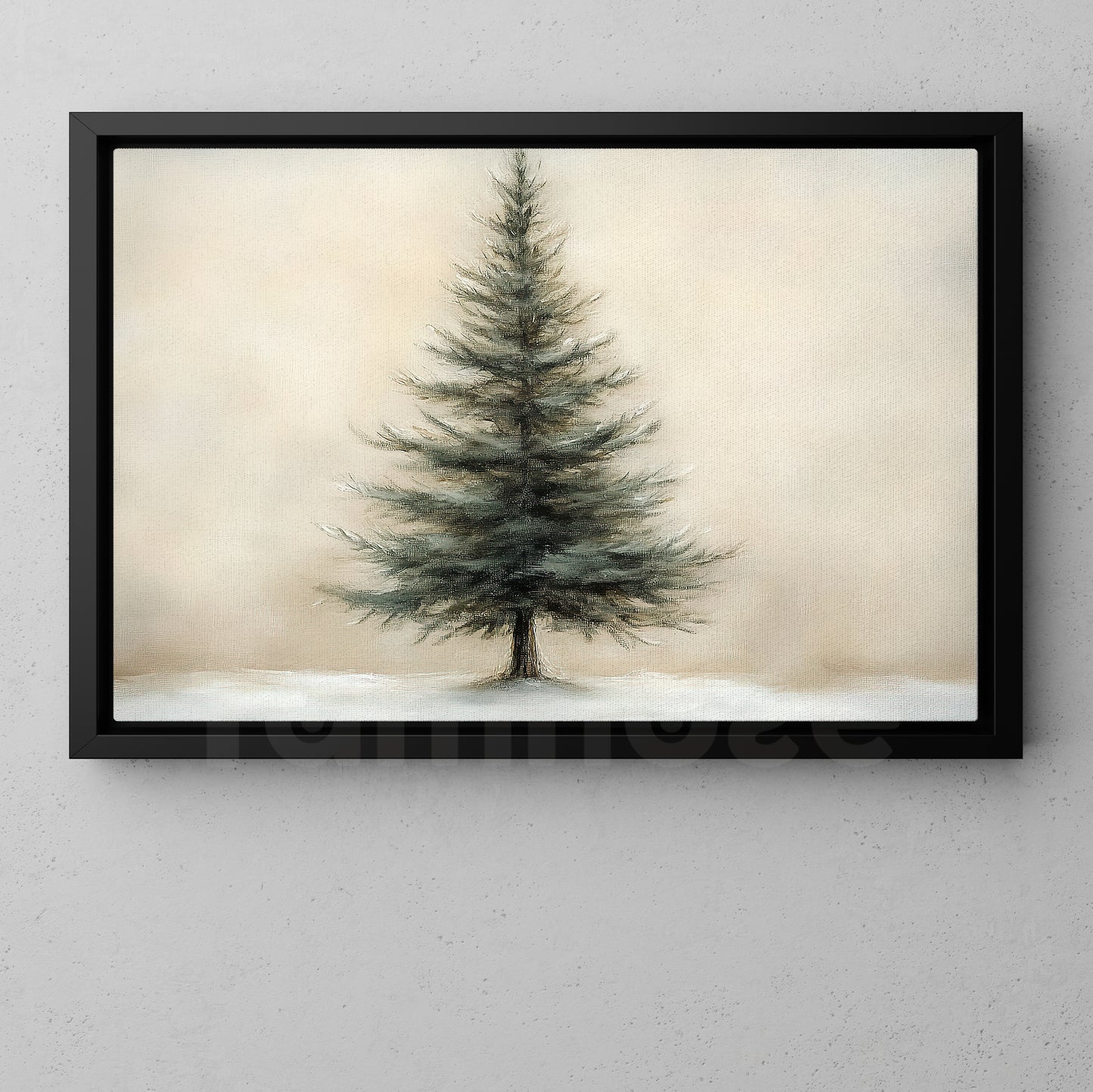 Christmas Canvas Painting, The Lone Pine Wall Art Decor, Xmas Poster Gift For Christmas Tree Lovers