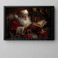 Reading The Christmas Spirit Canvas Painting, Santa Claus Wall Art Decor, Xmas Poster Gift For Book Lovers