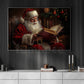 Reading The Christmas Spirit Canvas Painting, Santa Claus Wall Art Decor, Xmas Poster Gift For Book Lovers