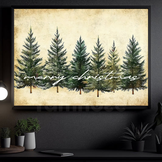 Christmas Canvas Painting, A Pine Tree Christmas Wall Art Decor, Xmas Poster Gift