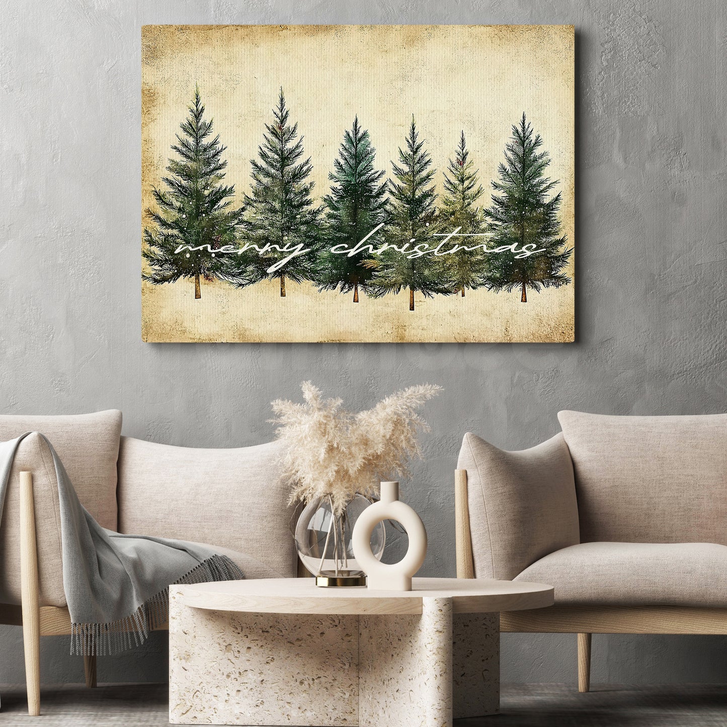 Christmas Canvas Painting, A Pine Tree Christmas Wall Art Decor, Xmas Poster Gift