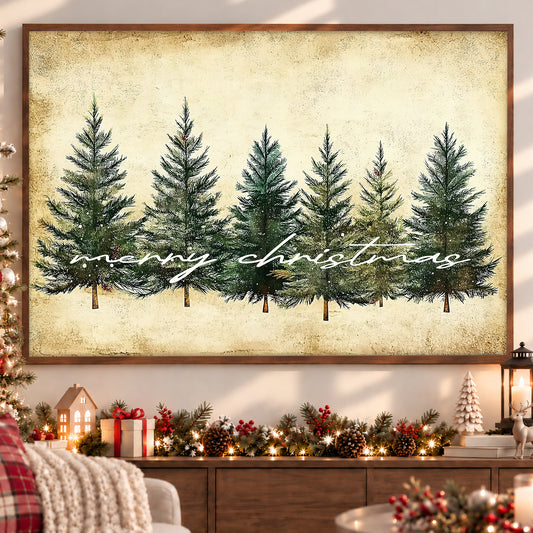 Christmas Canvas Painting, A Pine Tree Christmas Wall Art Decor, Xmas Poster Gift