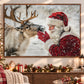 A Moment With Santa Christmas Canvas Painting, Santa Claus Wall Art Decor, Xmas Poster Gift For Reindeer Lovers