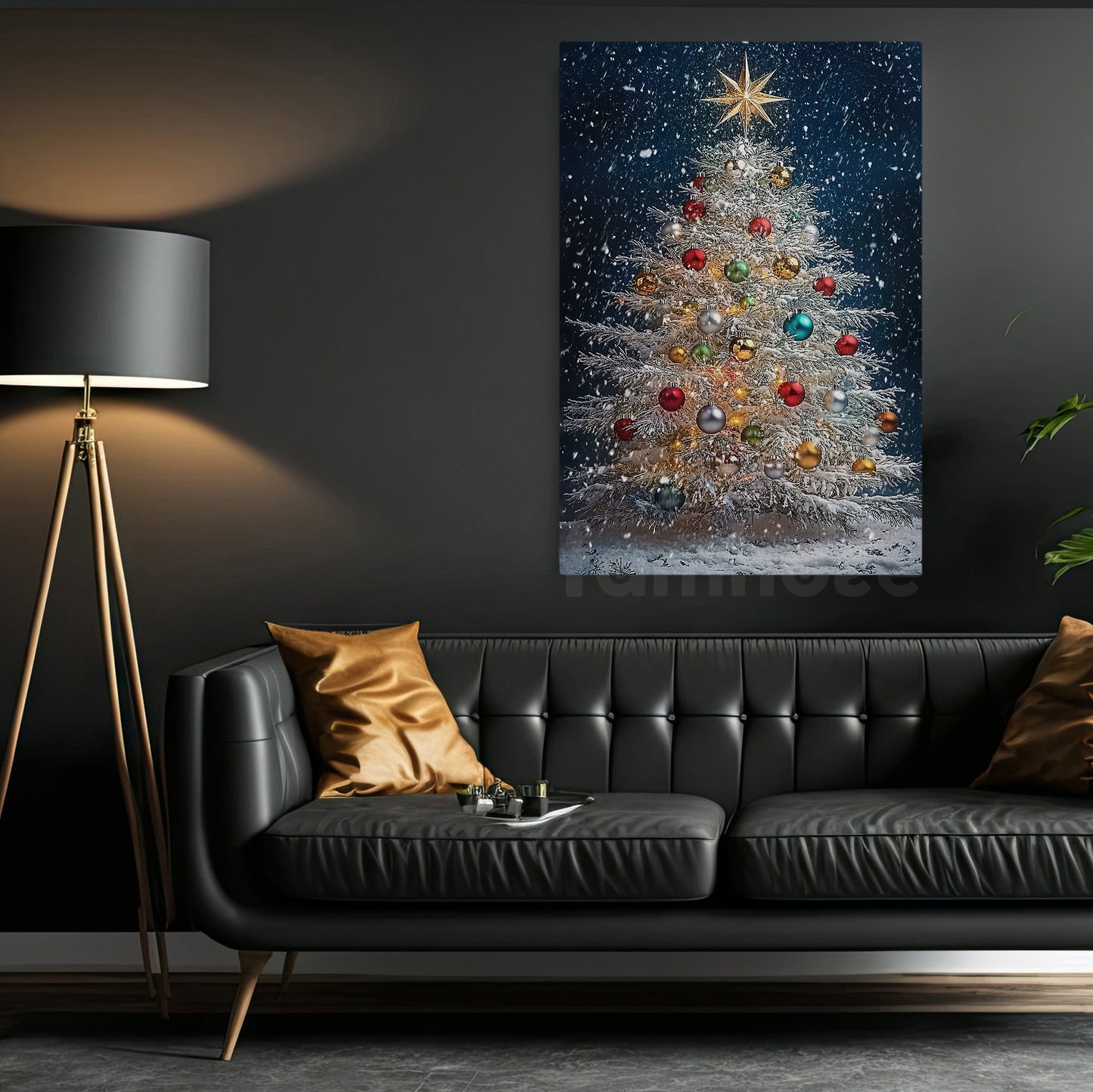 Christmas Canvas Painting, Winter's Christmas Tree Wall Art Decor, Xmas Poster Gift