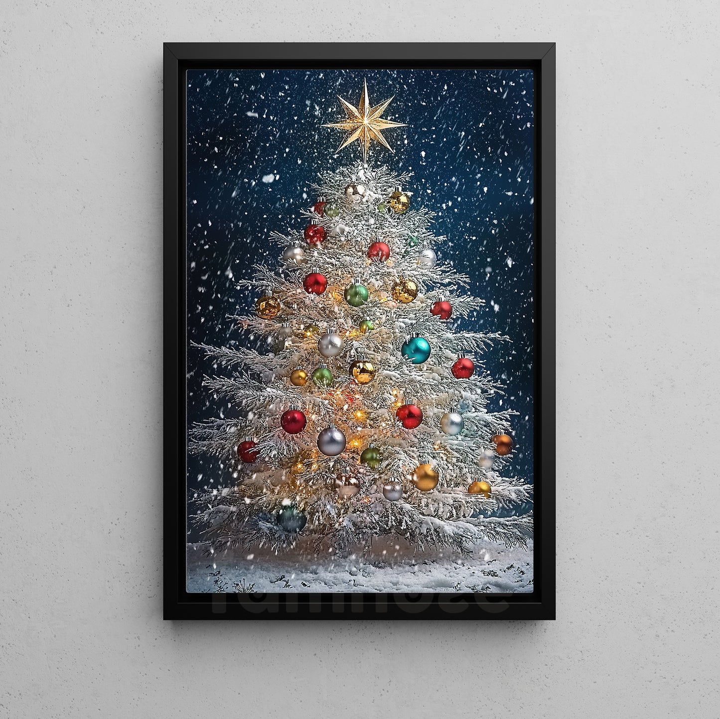 Christmas Canvas Painting, Winter's Christmas Tree Wall Art Decor, Xmas Poster Gift