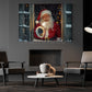 Christmas Santa Canvas Painting, Santa Claus Smiling Near Window Wall Art Decor, Xmas Poster Gift