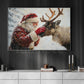 Christmas Santa Canvas Painting, Santa Claus Looking Reindeer Wall Art Decor, Xmas Poster Gift