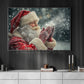 Christmas Santa Canvas Painting, Santa Claus Blowing Snow Wall Art Decor, Xmas Poster Gift