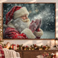 Christmas Santa Canvas Painting, Santa Claus Blowing Snow Wall Art Decor, Xmas Poster Gift
