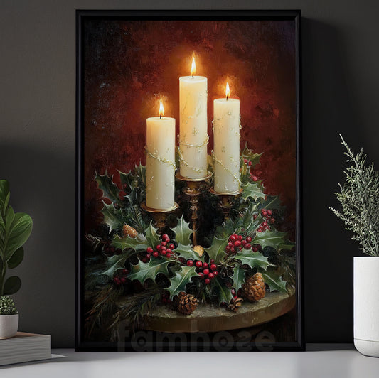 Interesting Christmas Canvas Painting, Winter's Warm Light Wall Art Decor, Xmas Poster Gift