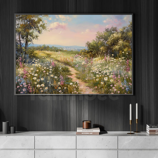 The Flowers Path, Whispers Canvas Painting, Modern Wall Art Decor, Poster Gift For Landscapes Lovers