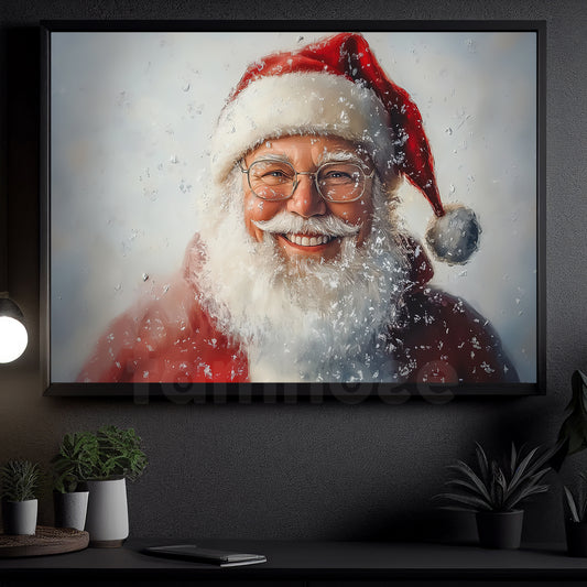 Christmas Canvas Painting, Santa's Warm Smile Wall Art Decor, Xmas Poster Gift