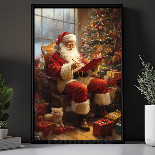 Interesting Christmas Canvas Painting, Santa's Cozy Corner Wall Art Decor, Xmas Poster Gift