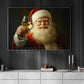 Interesting Christmas Canvas Painting, Santa Claus Enjoying Wine Wall Art Decor, Xmas Poster Gift