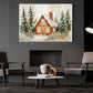 Interesting Christmas Canvas Painting, Warming House In Snow Wall Art Decor, Xmas Poster Gift