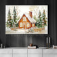 Interesting Christmas Canvas Painting, Warming House In Snow Wall Art Decor, Xmas Poster Gift