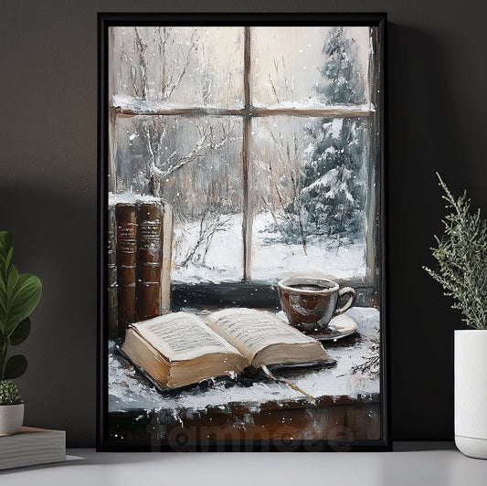 Interesting Christmas Book Canvas Painting, Good Morning Winter Wall Art Decor, Xmas Poster Gift For Book Lovers