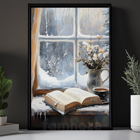 Christmas Canvas Painting, Comfort in Reading Wall Art Decor, Xmas Poster Gift