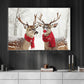 Christmas Reindeer Canvas Painting, A Couple Deer In Winter Wall Art Decor, Xmas Poster Gift For Reindeer Lovers