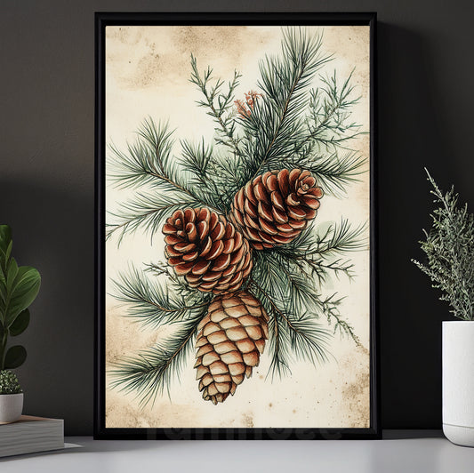 Vintage Pine Cones Canvas Painting, Pine Cones In The Limelight Wall Art Decor, Poster Gift