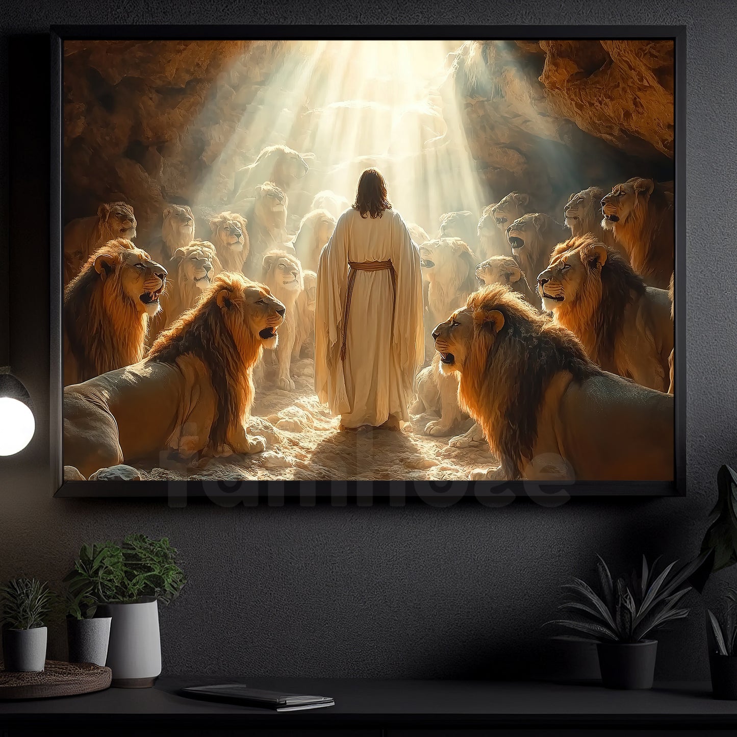 Jesus Canvas Painting, Majesty Amongst the Lions Wall Art Decor, Poster Gift For Jesus Lovers