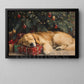 Christmas Golden Retriever Canvas Painting, Puppy Dreaming Under Tree Wall Art Decor, Xmas Poster Gift For Golden Retriever Lovers